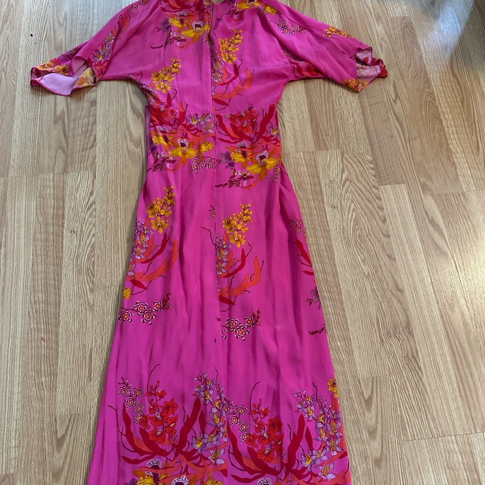 Jaline Resort Katherine Pink Silk Floral Dress size M - Picture 6 of 12
